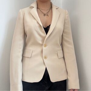 Zara Cream Women's Blazer with Button Detail